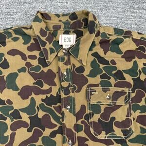 BDG Dani Oversized Flannel Shirt Jacket Women Medium Green Duck Camo Chore Coat